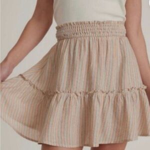 Marine Layer Skirt Striped Smocked Mini Skirt Linen Blend NWT